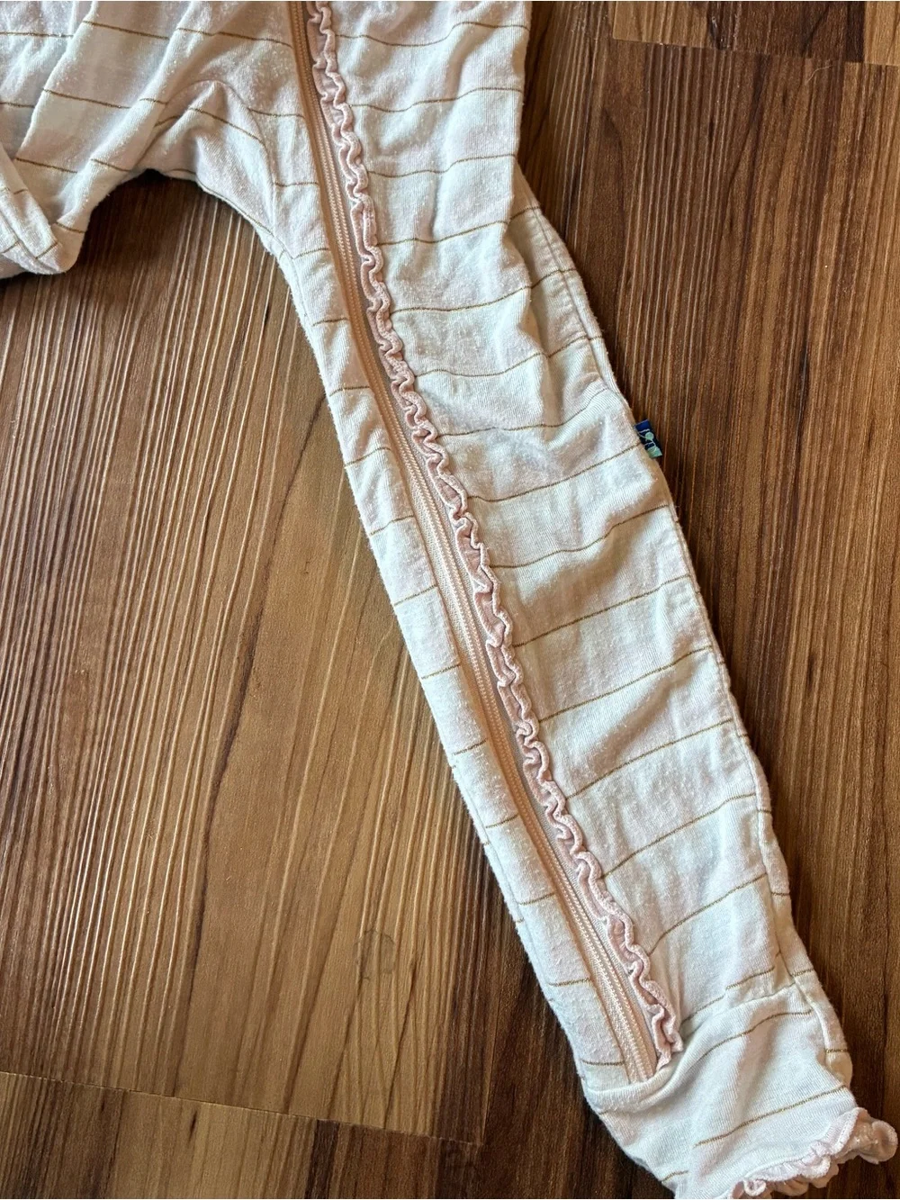 Kickee Pants Pink White Striped Ruffle Long Sleeve Pajama Jumper • Size 4T